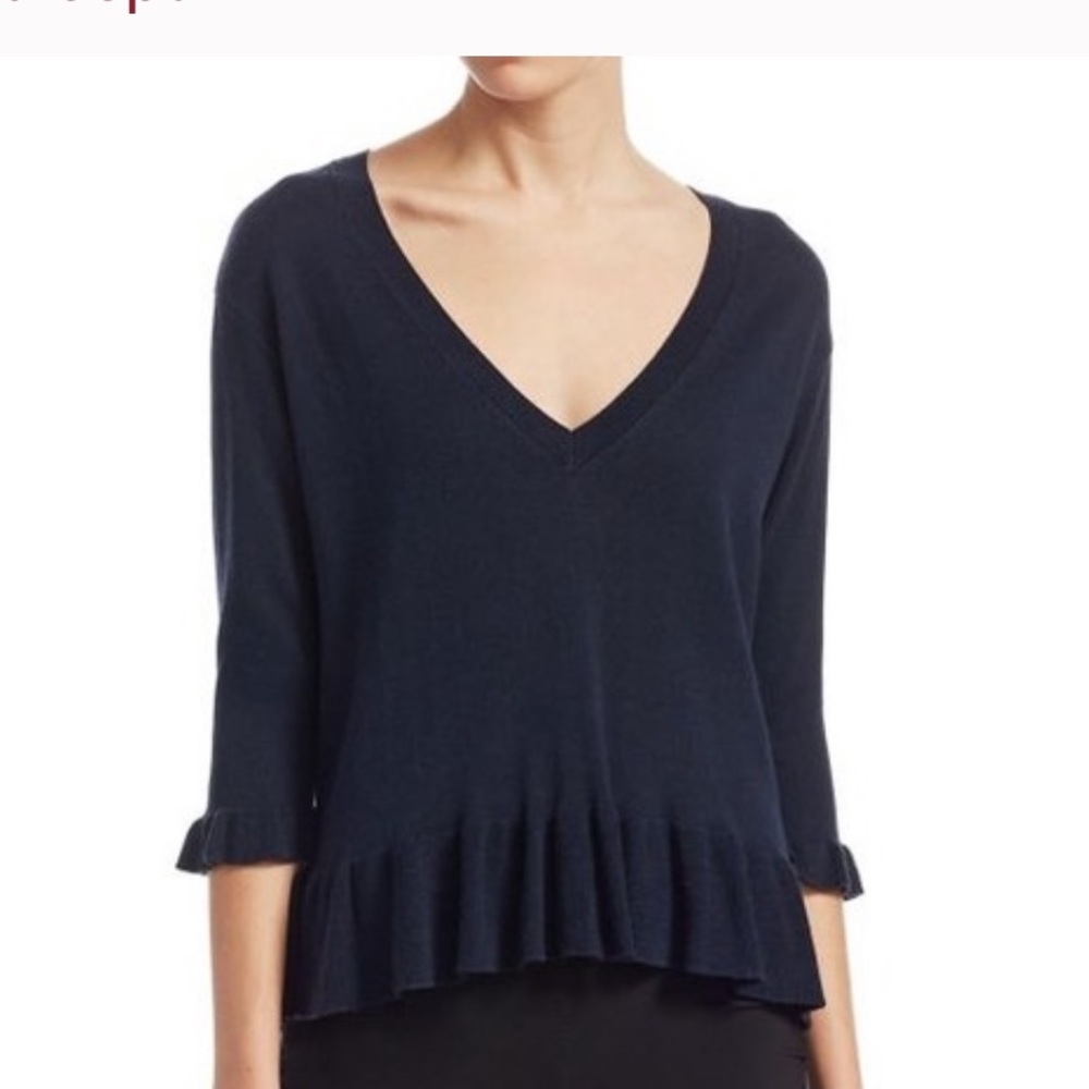 Cinq a Sept Ariana Deep V Neck Sweater, Silk/Cashmere Blend, Medium